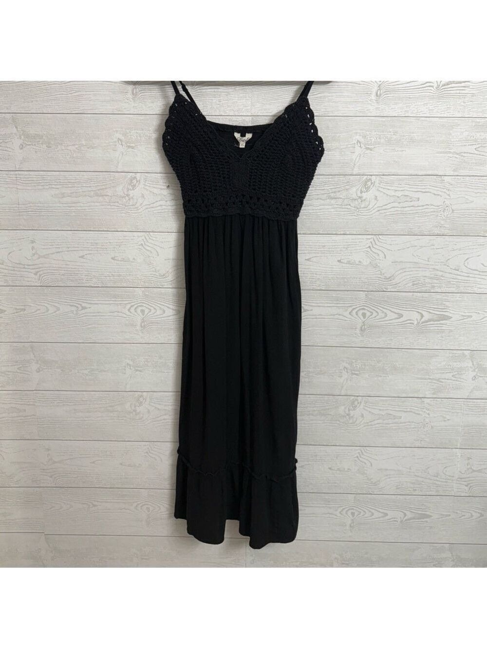 Blush Women’s Black Crocheted Rayon Midi Summer Dress. Size XL